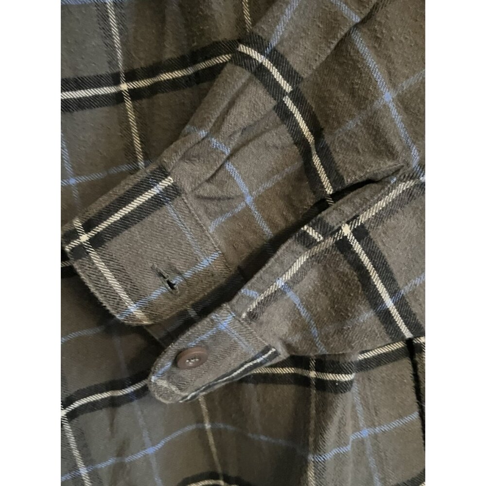 Wrangler Mens 3XL XXXL Gray & Blue Checkered Flannel Work Chore Shirt - Picture 9 of 10